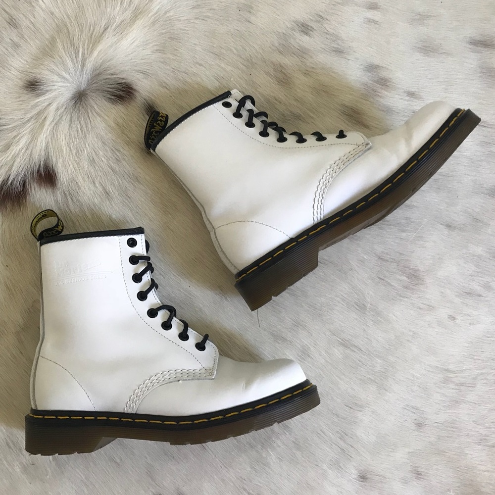 White leather Dr. Martins